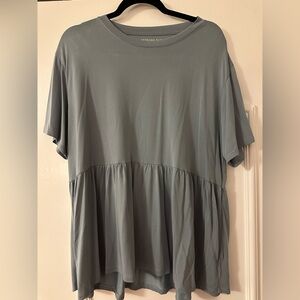 American Eagle Blue Ruffle Edge Blouse